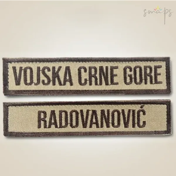 Vezeni tagovi Vojske Crne Gore i prezimena