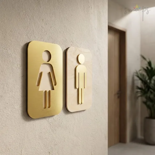 Info grafika za muski i zenski toalet od pleksiglasa i sperploce