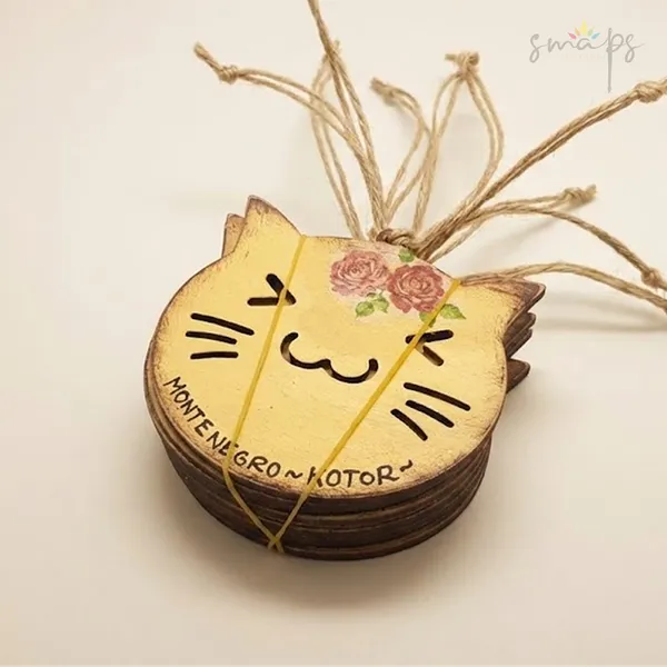 Suvenir podmetači za čaše u obliku lica mačke simbola Kotora