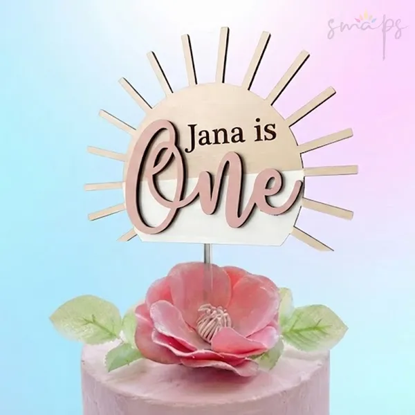 Toper za tortu za 1 rodjendan sa motivom sunca